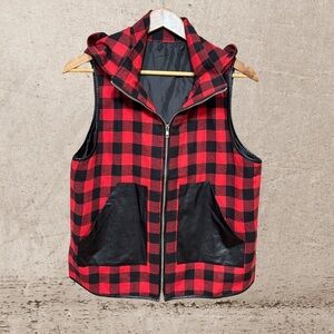 Buffalo Plaid Vest with Black Accents